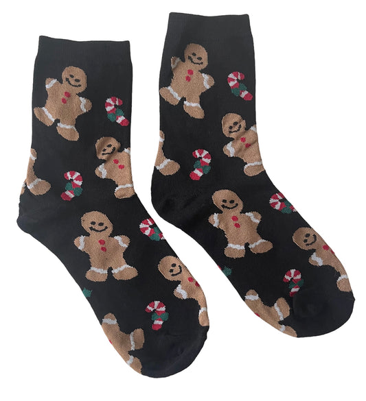 Ginger Bread Man Black Socks